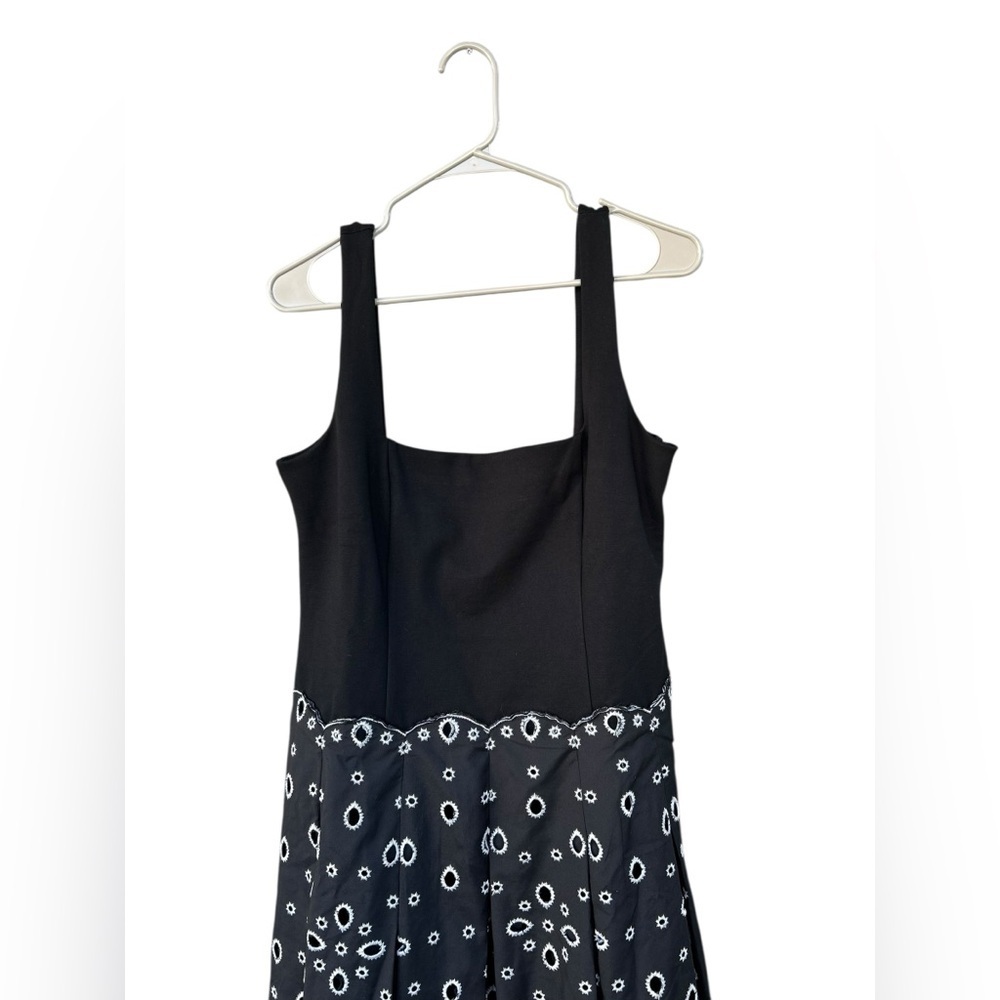 NWT Maeve Sleeveless Square-Neck Eyelet Midi Dress - Size Large - Black - Picture 9 of 14